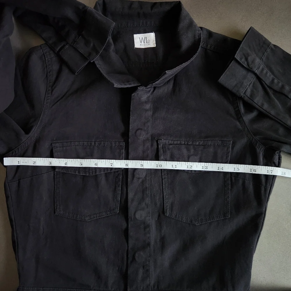 Wash Lab Womens Long Sleeve Black Hi-Bar Denim Jumpsuit Size Small - Picture 9 of 13
